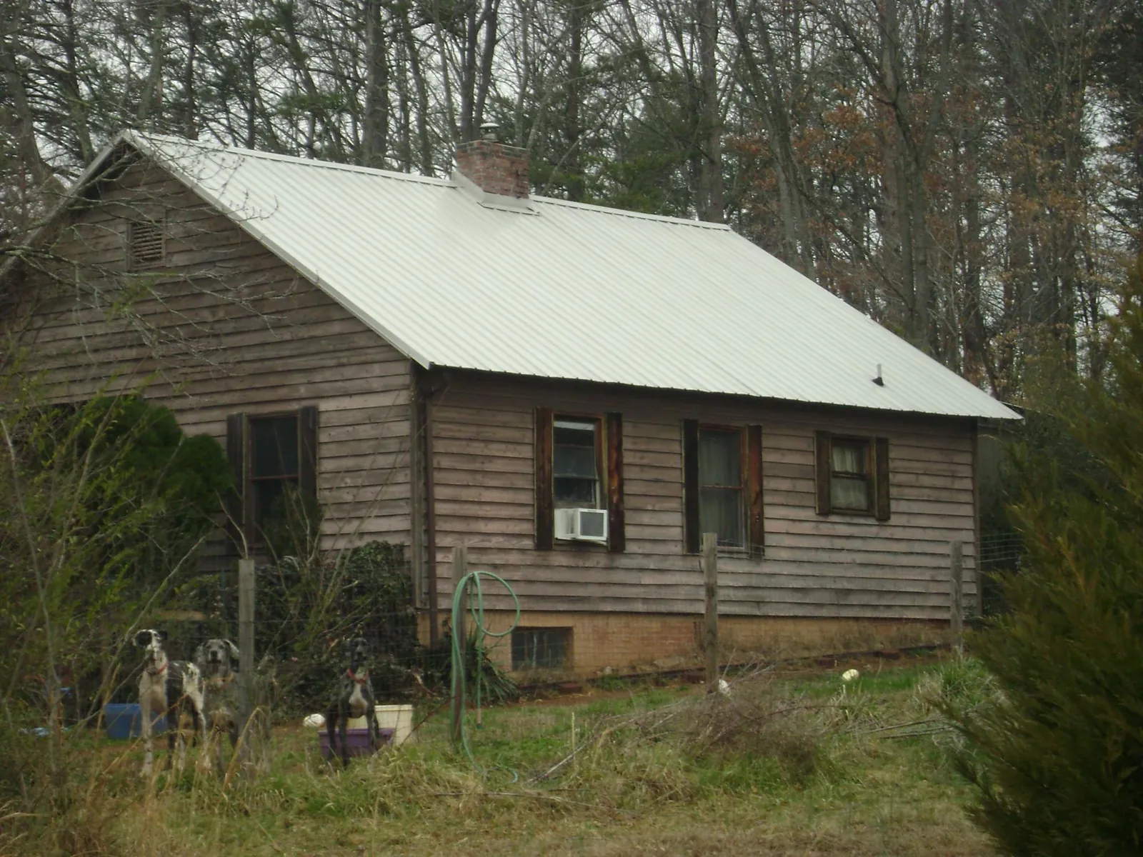 White metal roof on an old wood sided farmhouse, from a Asphalt Shingle Roof Repair job in Bremo Bluff